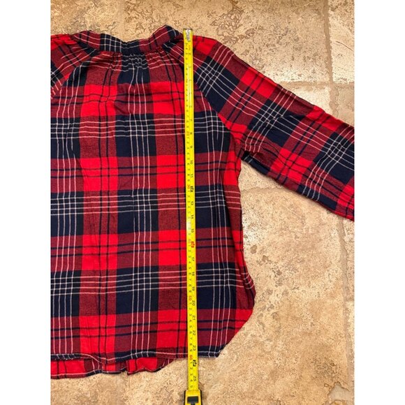 Izod Womens Plaid Long Sleeve Button Down Shirt Red & Black S/P - Picture 4 of 6